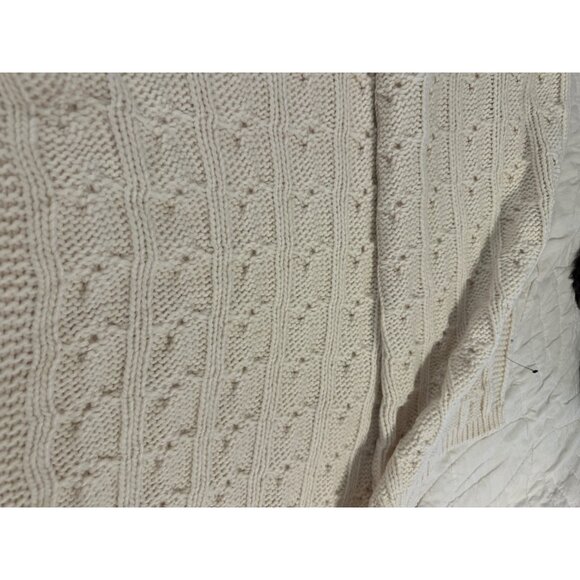 Cocogiò Chunky Cable knit Wool blend Ivory Poncho Cape O/S Cottagecore Coquet - Picture 10 of 11